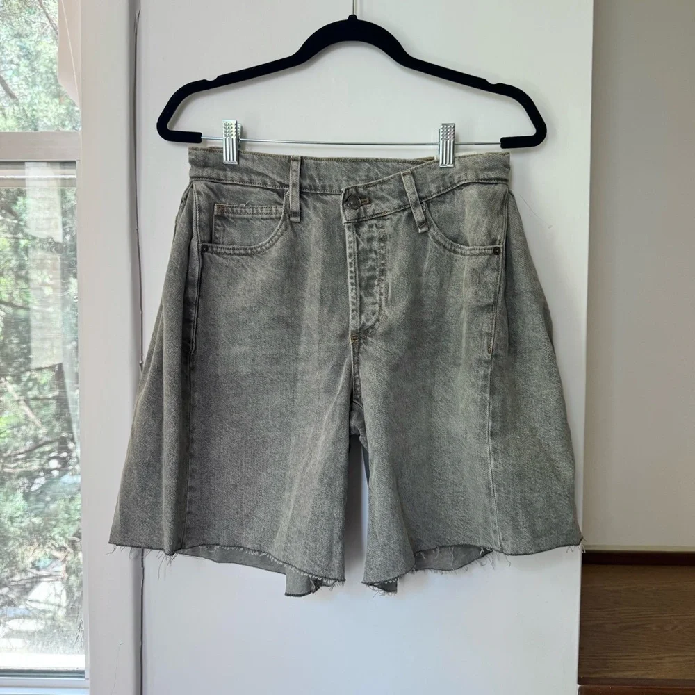 NWT Free People Boomerang Long Jean Shorts Gray 27